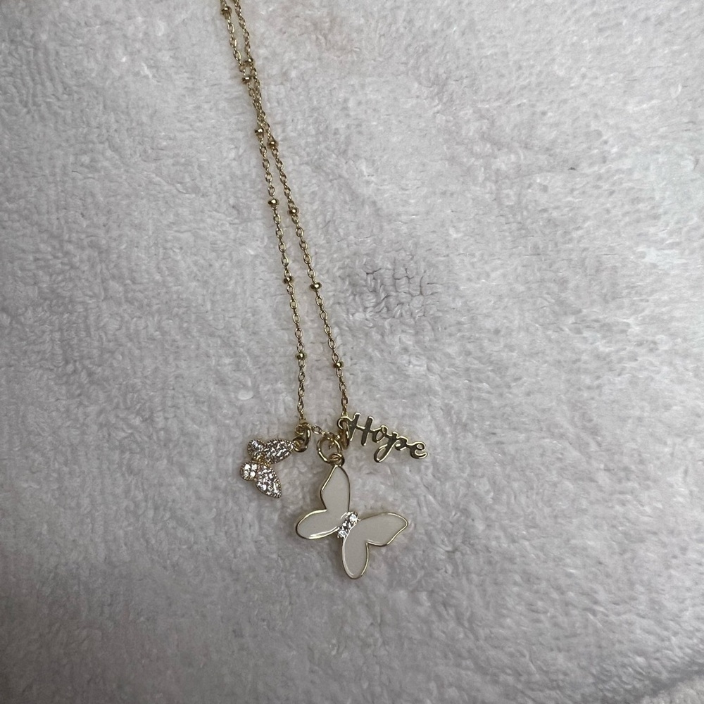 Gold plated over S25 Butterfly charm necklace